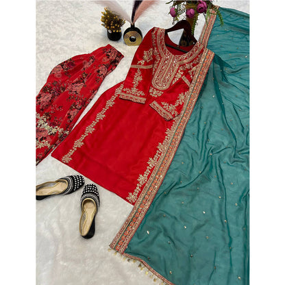 SHAFNUFAB Women's Georgette Ethnic Wear for WomenSemi StitchedSalwarSuit  SF251223