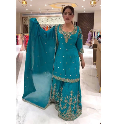 SHAFNUFAB Women's Georgette Ethnic Wear for WomenSemi StitchedSalwarSuit  SF251224