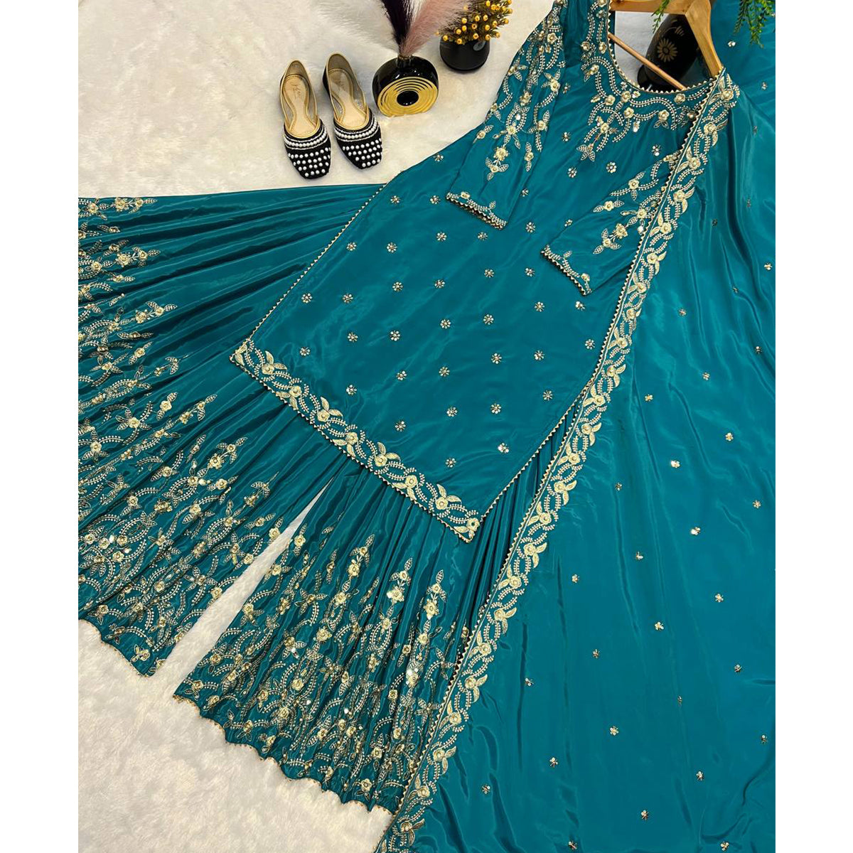 SHAFNUFAB Women's Georgette Ethnic Wear for WomenSemi StitchedSalwarSuit  SF251224
