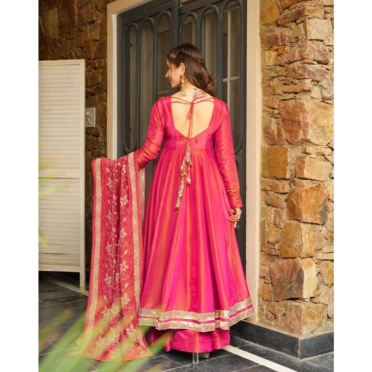 SHAFNUFAB Women's Georgette Ethnic Wear for WomenSemi StitchedSalwarSuit  SF251225