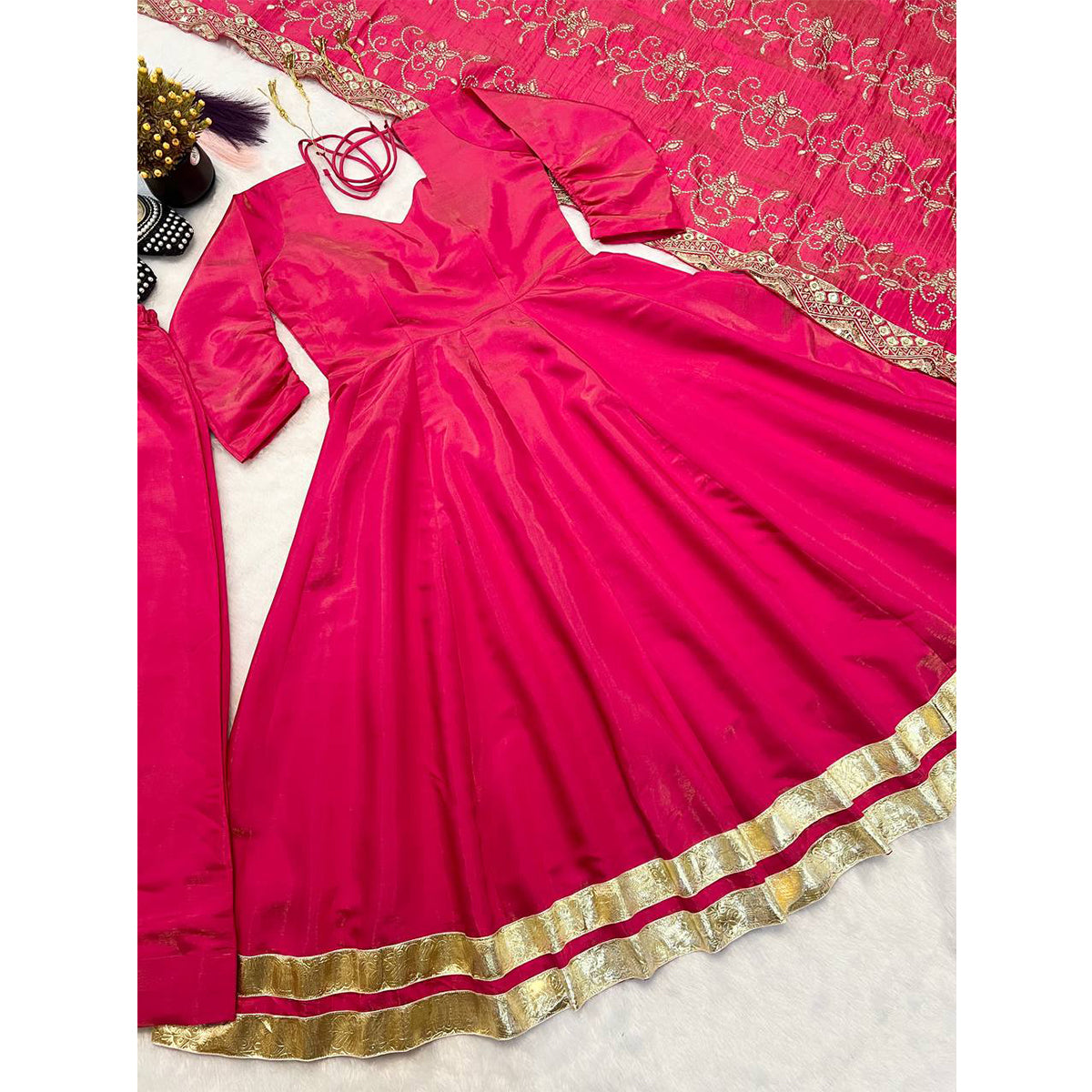 SHAFNUFAB Women's Georgette Ethnic Wear for WomenSemi StitchedSalwarSuit  SF251225