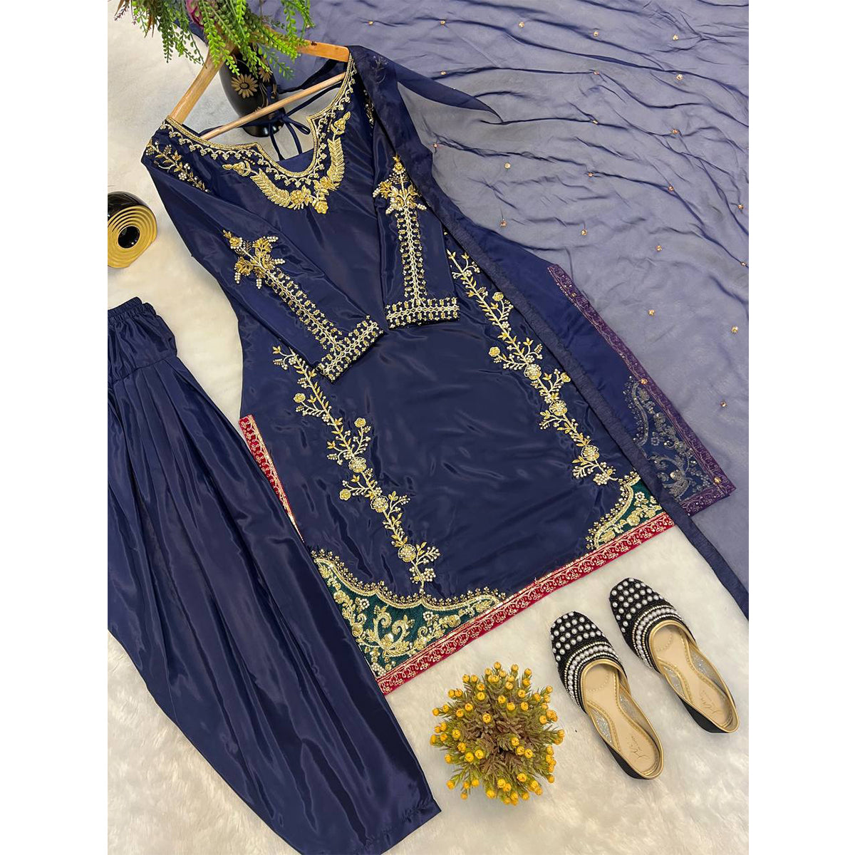 SHAFNUFAB Women's Georgette Ethnic Wear for WomenSemi StitchedSalwarSuit  SF251227