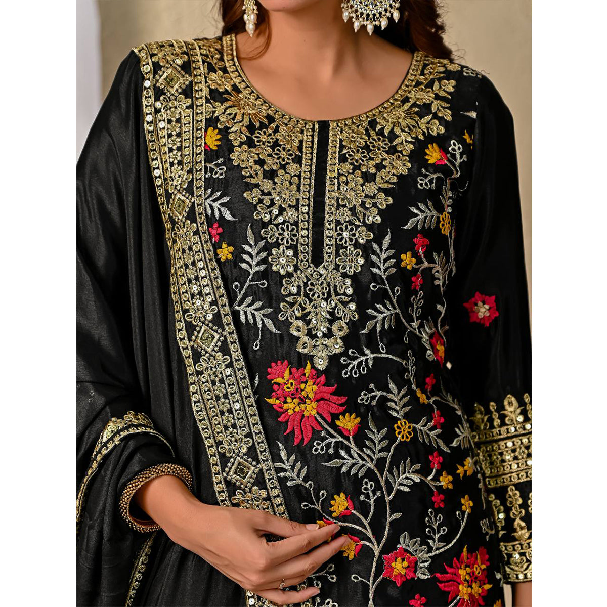 SHAFNUFAB Women's Georgette Ethnic Wear for WomenSemi StitchedSalwarSuit  SF251228