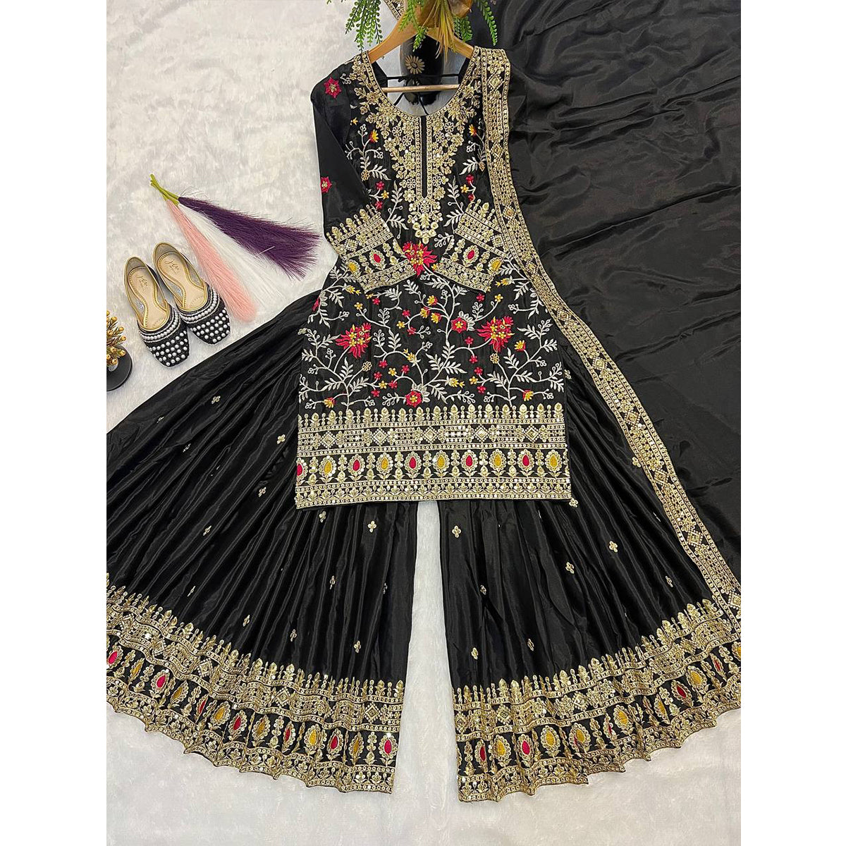 SHAFNUFAB Women's Georgette Ethnic Wear for WomenSemi StitchedSalwarSuit  SF251228