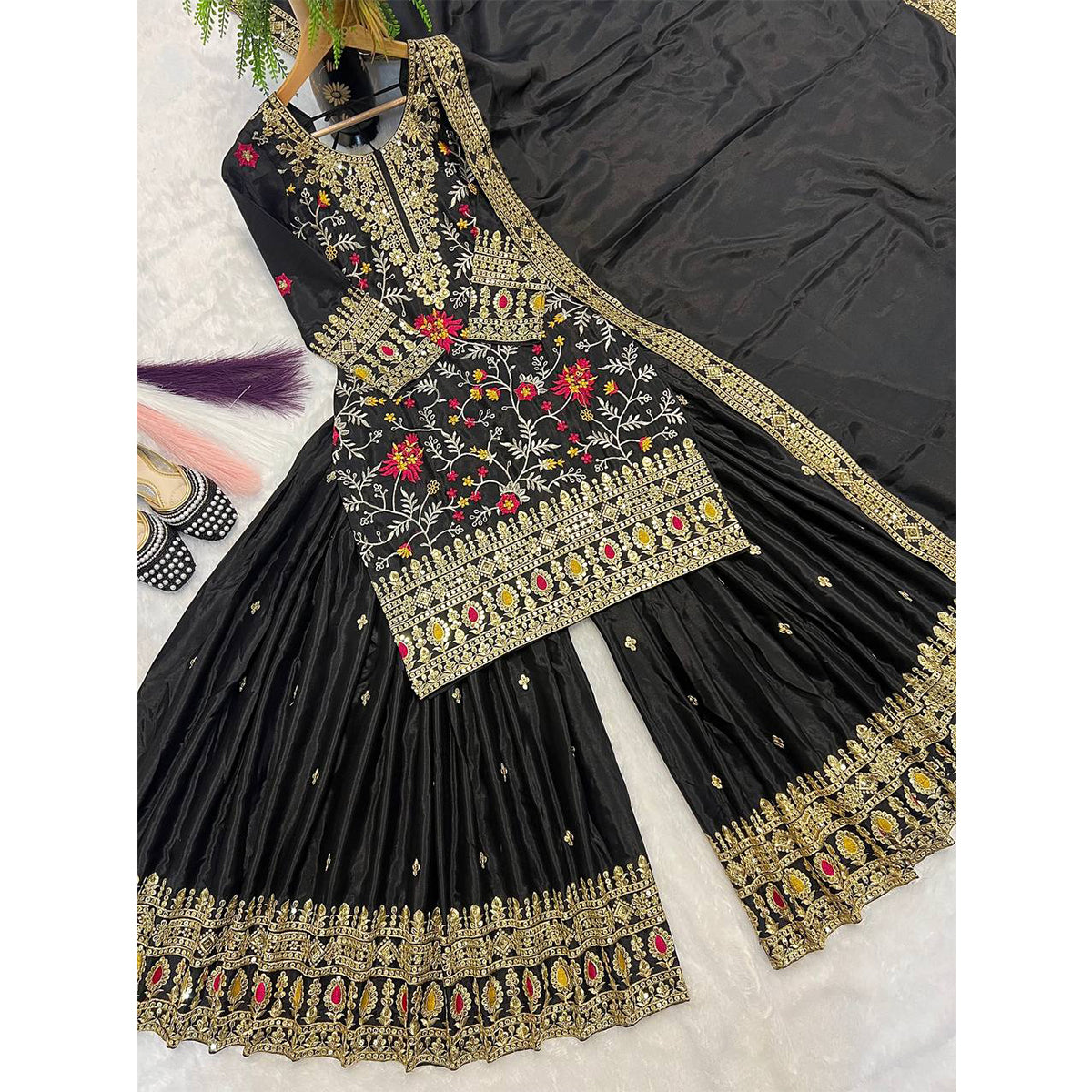 SHAFNUFAB Women's Georgette Ethnic Wear for WomenSemi StitchedSalwarSuit  SF251228