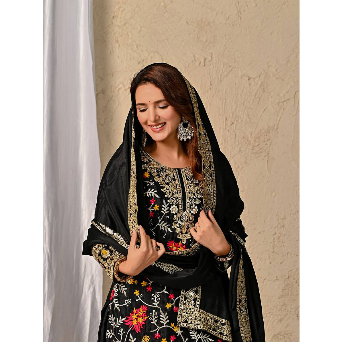 SHAFNUFAB Women's Georgette Ethnic Wear for WomenSemi StitchedSalwarSuit  SF251228