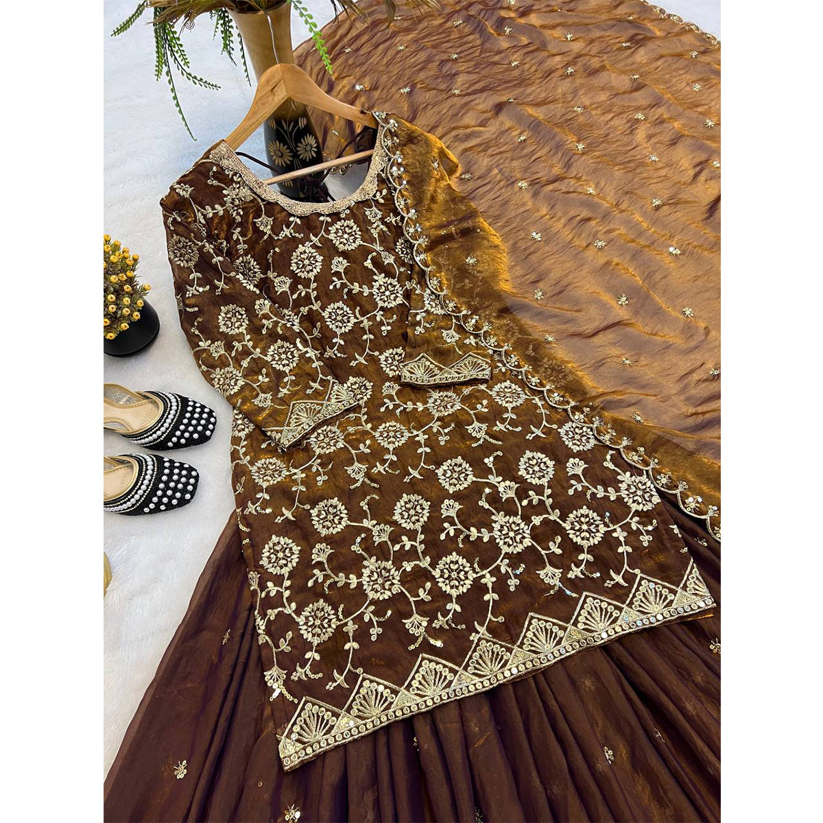 SHAFNUFAB Women's Georgette Ethnic Wear for WomenSemi StitchedSalwarSuit  SF251231