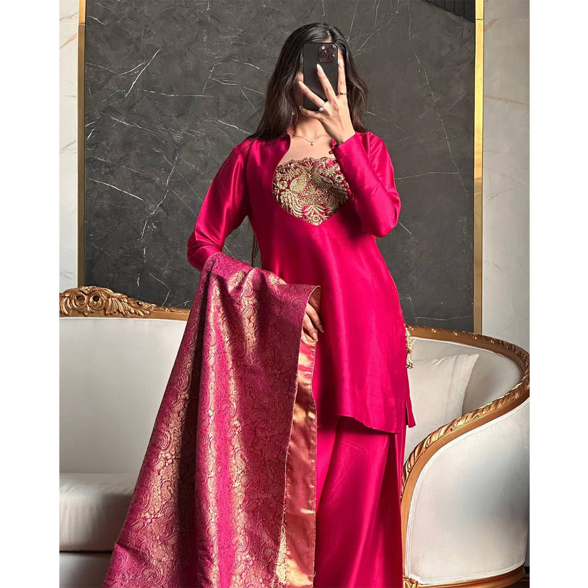 SHAFNUFAB Women's Georgette Ethnic Wear for WomenSemi StitchedSalwarSuit  SF251234
