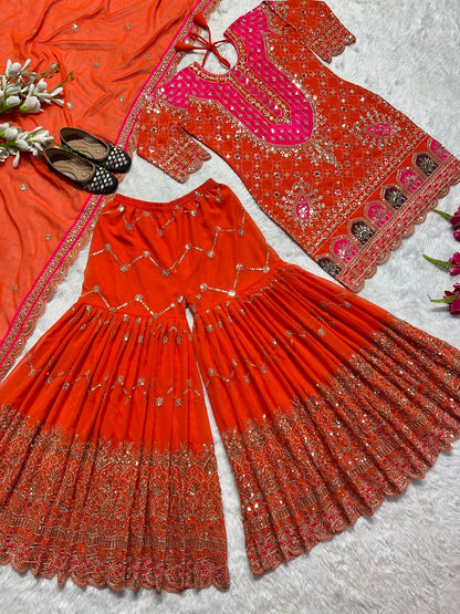 SHAFNUFAB Women's Georgette Ethnic Wear for WomenSemi StitchedSalwarSuit  SF251235