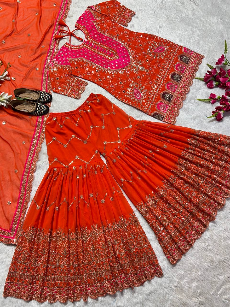 SHAFNUFAB Women's Georgette Ethnic Wear for WomenSemi StitchedSalwarSuit  SF251235