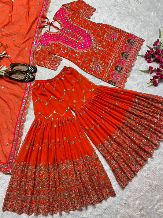 SHAFNUFAB Women's Georgette Ethnic Wear for WomenSemi StitchedSalwarSuit  SF251235
