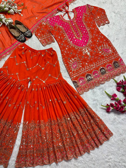 SHAFNUFAB Women's Georgette Ethnic Wear for WomenSemi StitchedSalwarSuit  SF251235