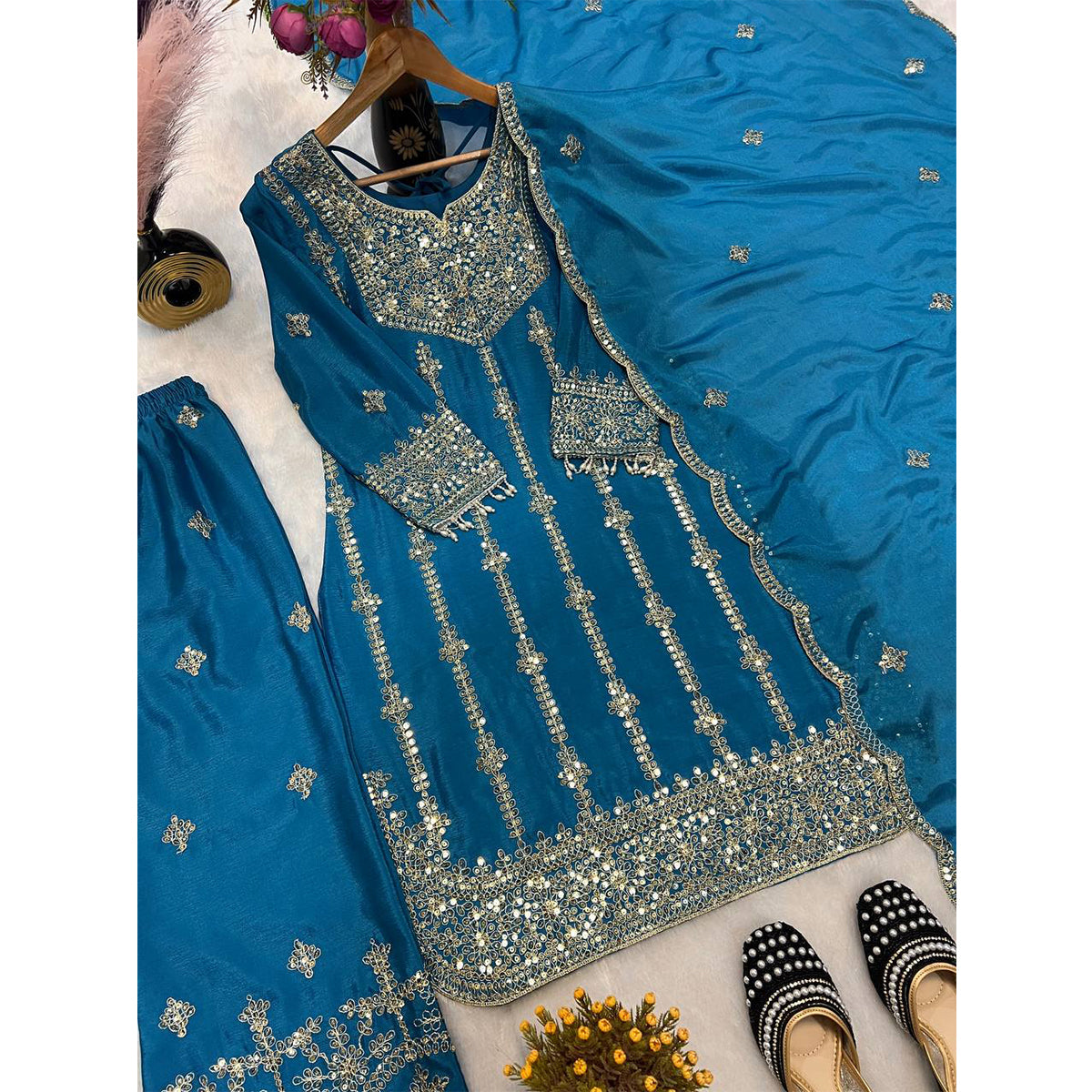 SHAFNUFAB Women's Georgette Ethnic Wear for WomenSemi StitchedSalwarSuit  SF251236