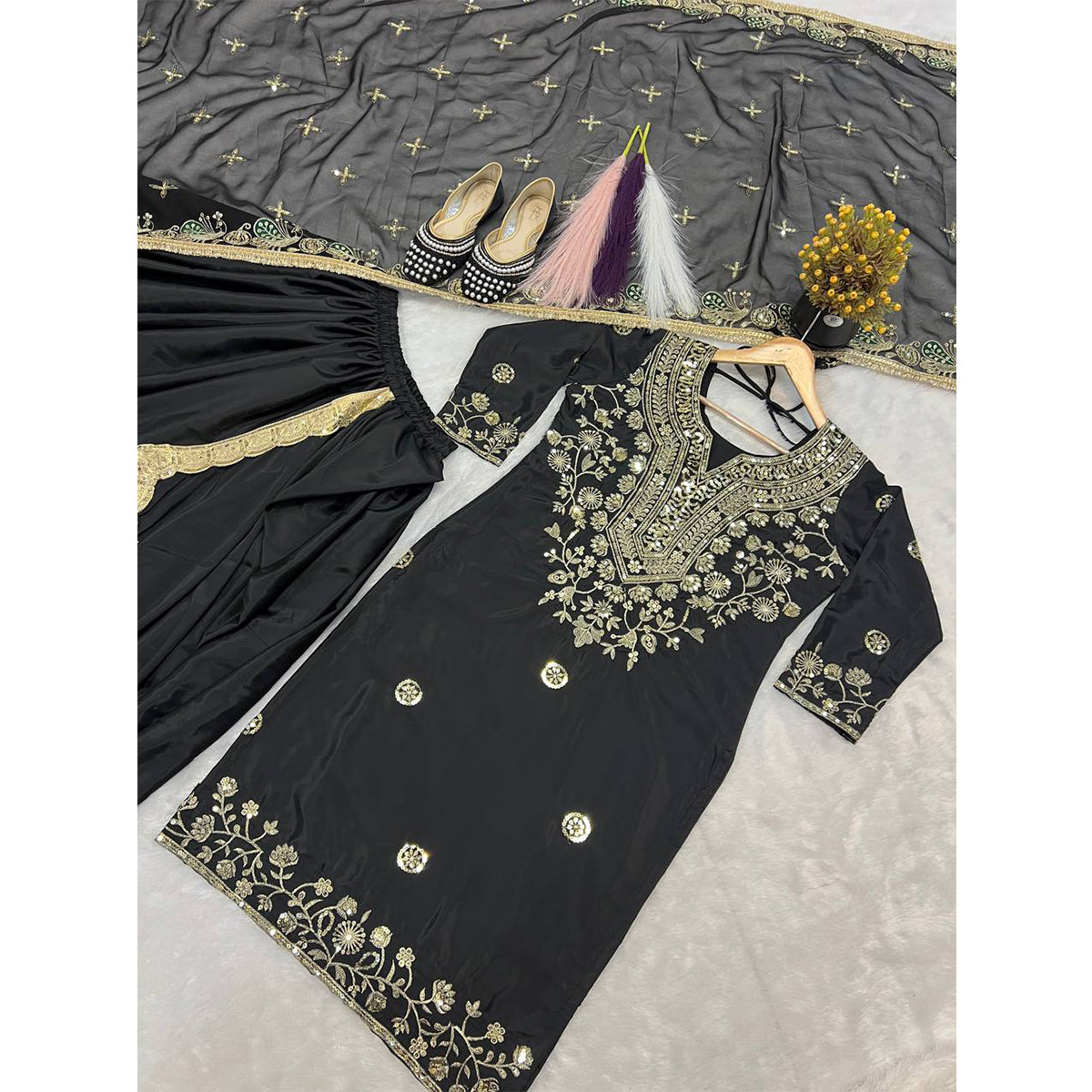 SHAFNUFAB Women's Georgette Ethnic Wear for WomenSemi StitchedSalwarSuit  SF251238