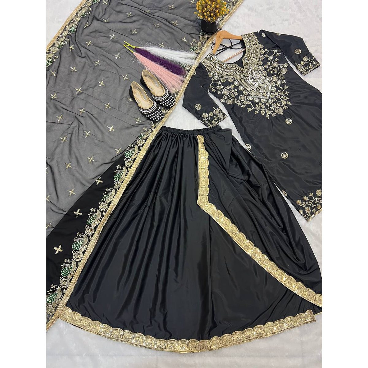SHAFNUFAB Women's Georgette Ethnic Wear for WomenSemi StitchedSalwarSuit  SF251238