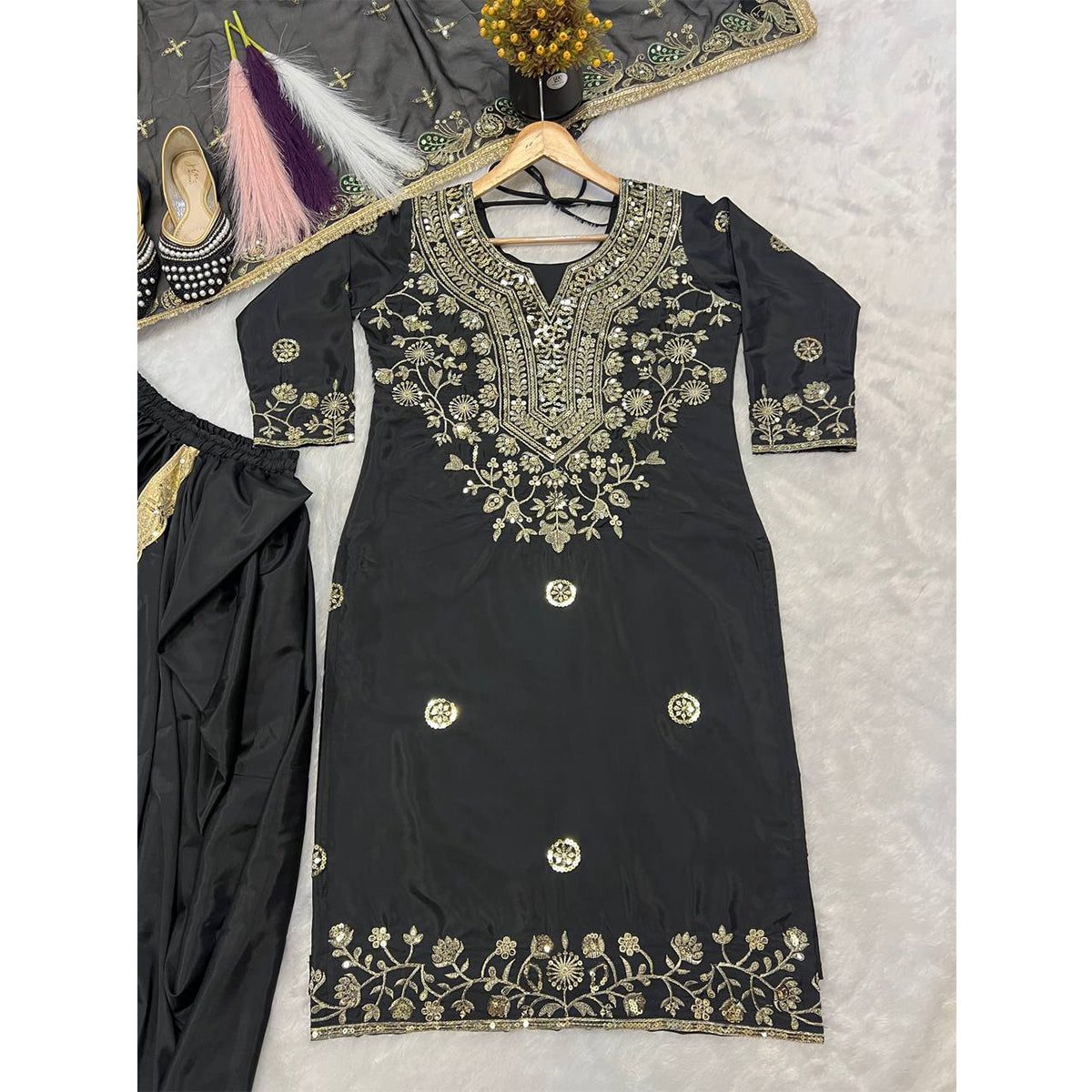 SHAFNUFAB Women's Georgette Ethnic Wear for WomenSemi StitchedSalwarSuit  SF251238