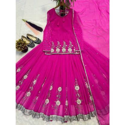 SHAFNUFAB Women's Georgette Ethnic Wear for WomenSemi StitchedSalwarSuit  SF251240