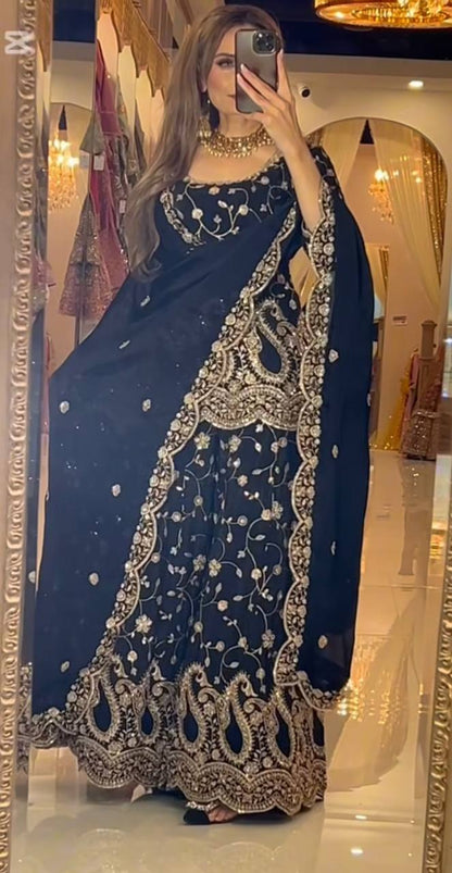 SHAFNUFAB Women's Georgette Ethnic Wear for WomenSemi StitchedSalwarSuit  SF251241