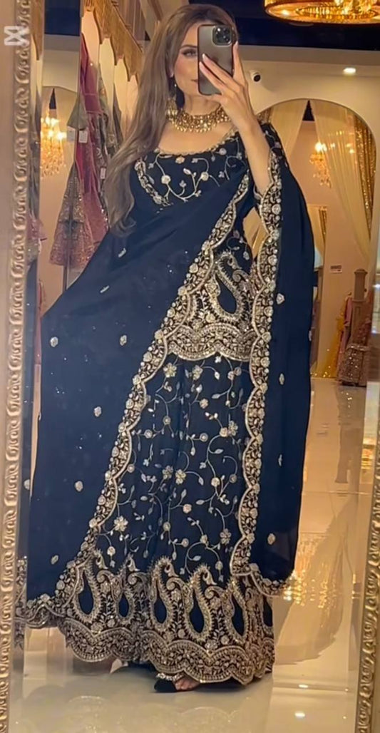 SHAFNUFAB Women's Georgette Ethnic Wear for WomenSemi StitchedSalwarSuit  SF251241