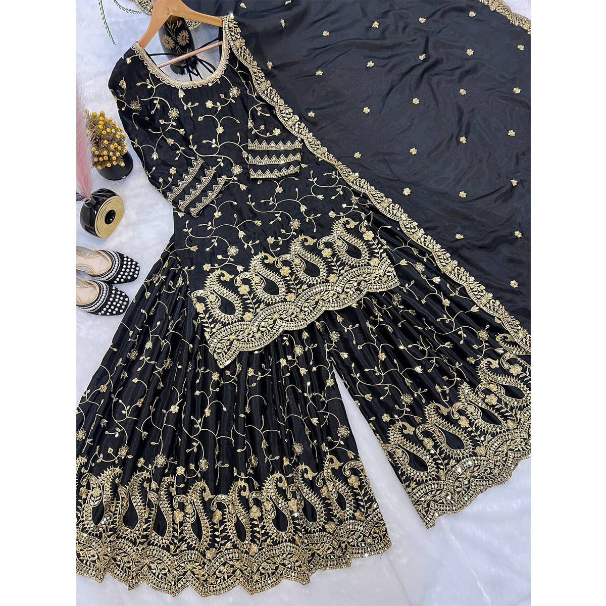 SHAFNUFAB Women's Georgette Ethnic Wear for WomenSemi StitchedSalwarSuit  SF251241