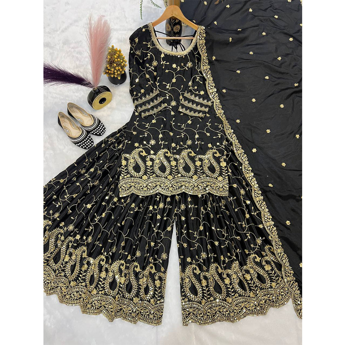SHAFNUFAB Women's Georgette Ethnic Wear for WomenSemi StitchedSalwarSuit  SF251241