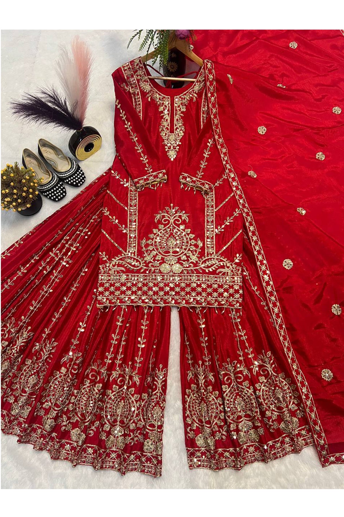 SHAFNUFAB Women's Georgette Ethnic Wear for WomenSemi StitchedSalwarSuit  SF251242