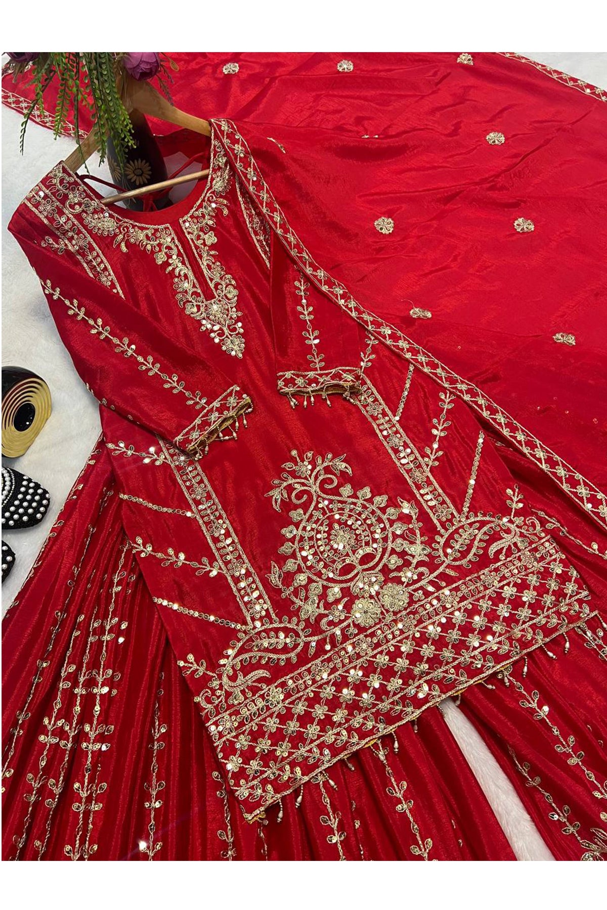 SHAFNUFAB Women's Georgette Ethnic Wear for WomenSemi StitchedSalwarSuit  SF251242