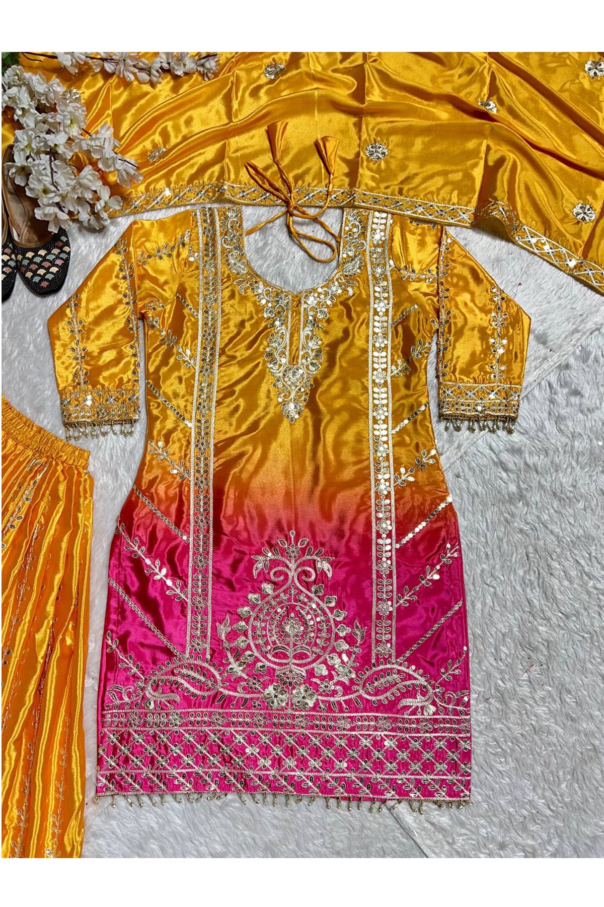 SHAFNUFAB Women's Georgette Ethnic Wear for WomenSemi StitchedSalwarSuit  SF251243