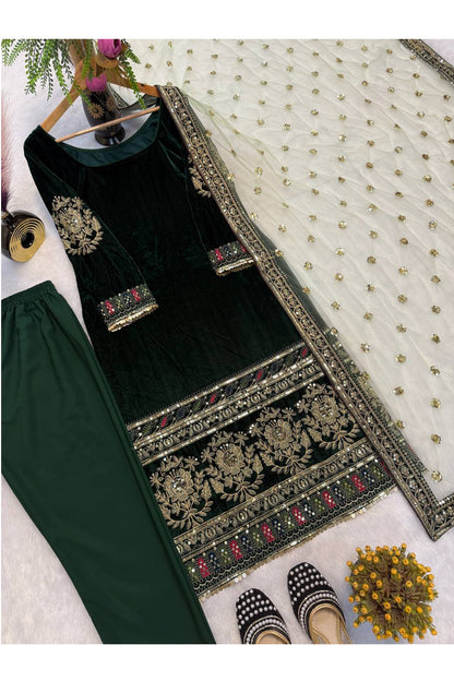 SHAFNUFAB Women's Georgette Ethnic Wear for WomenSemi StitchedSalwarSuit  SF251246