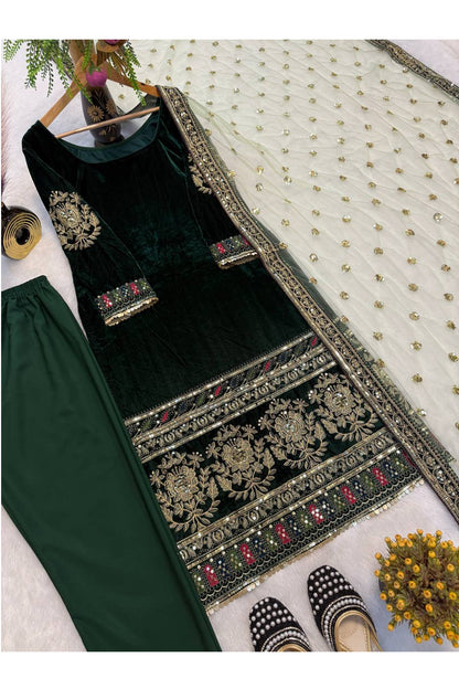 SHAFNUFAB Women's Georgette Ethnic Wear for WomenSemi StitchedSalwarSuit  SF251246