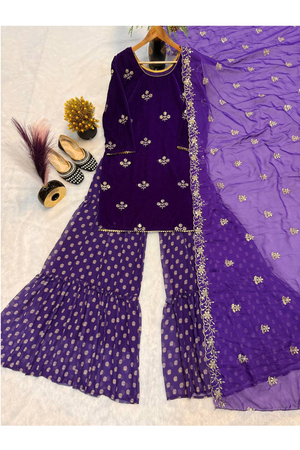 SHAFNUFAB Women's Georgette Ethnic Wear for WomenSemi StitchedSalwarSuit  SF251247