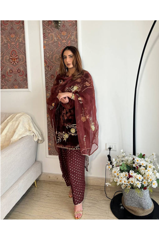 SHAFNUFAB Women's Georgette Ethnic Wear for WomenSemi StitchedSalwarSuit  SF251249
