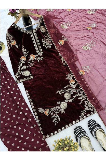 SHAFNUFAB Women's Georgette Ethnic Wear for WomenSemi StitchedSalwarSuit  SF251249