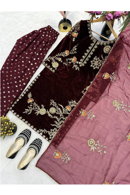 SHAFNUFAB Women's Georgette Ethnic Wear for WomenSemi StitchedSalwarSuit  SF251249