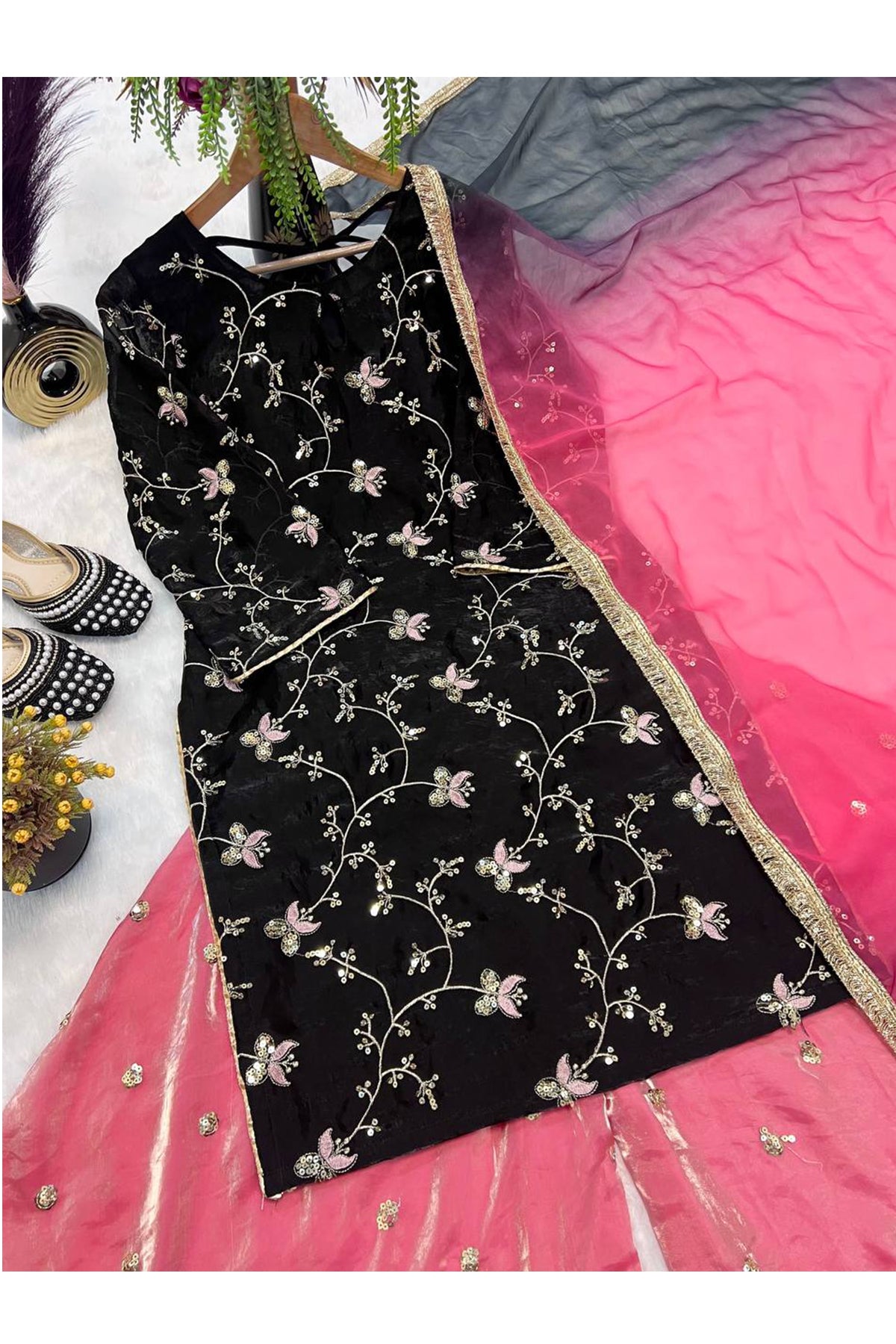 SHAFNUFAB Women's Georgette Ethnic Wear for WomenSemi StitchedSalwarSuit  SF251250