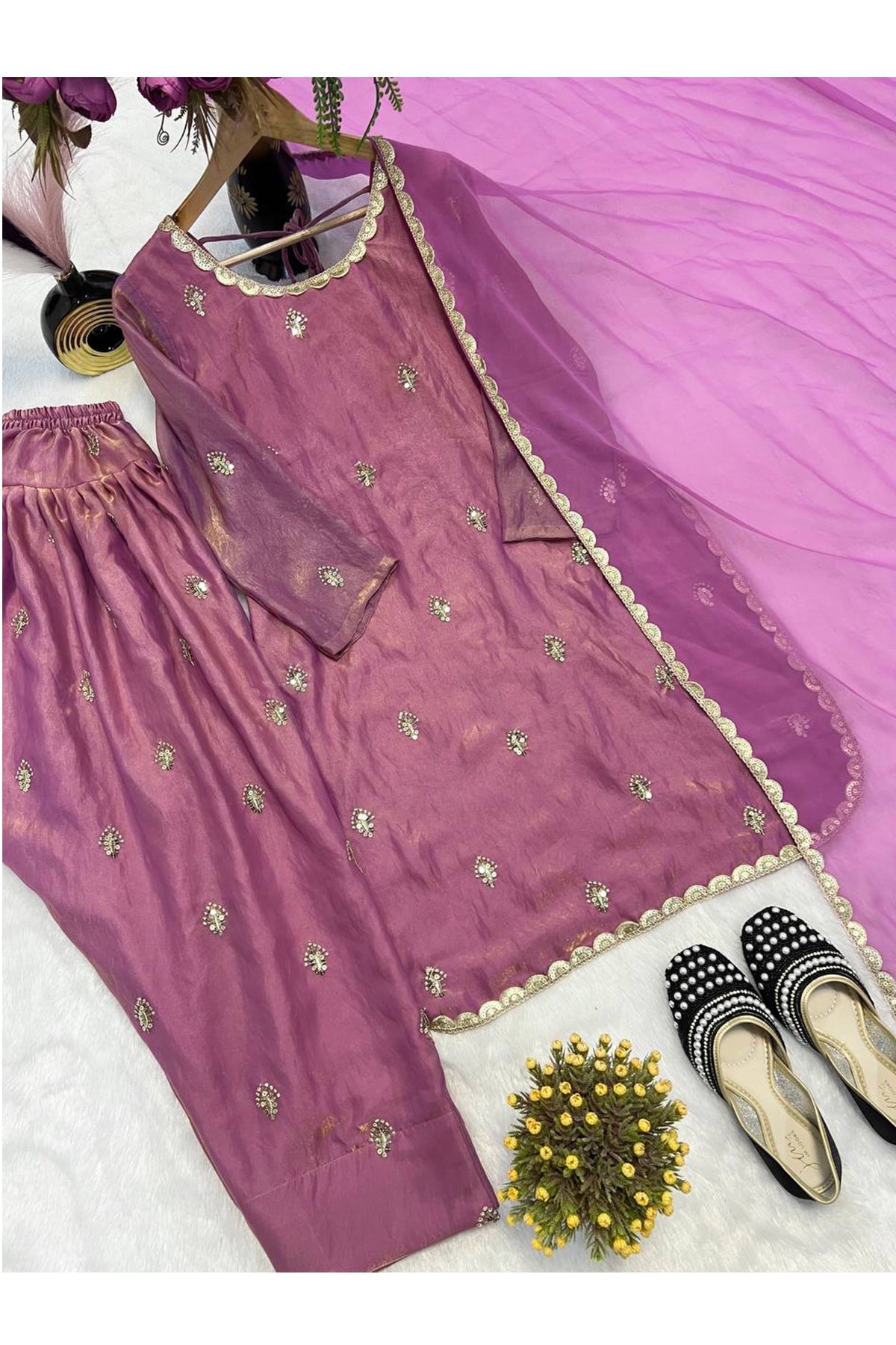 SHAFNUFAB Women's Georgette Ethnic Wear for WomenSemi StitchedSalwarSuit  SF251252