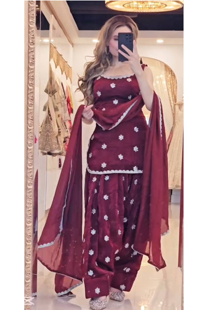 SHAFNUFAB Women's Georgette Ethnic Wear for WomenSemi StitchedSalwarSuit  SF251253