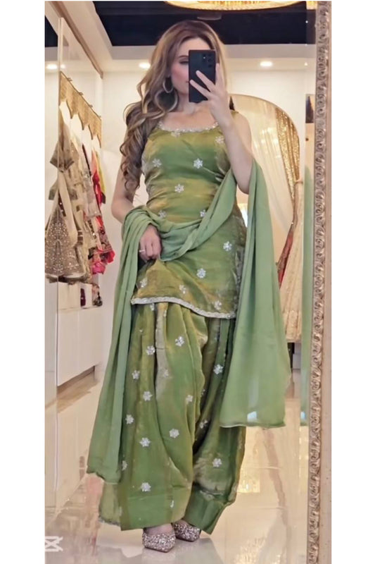 SHAFNUFAB Women's Georgette Ethnic Wear for WomenSemi StitchedSalwarSuit  SF251254