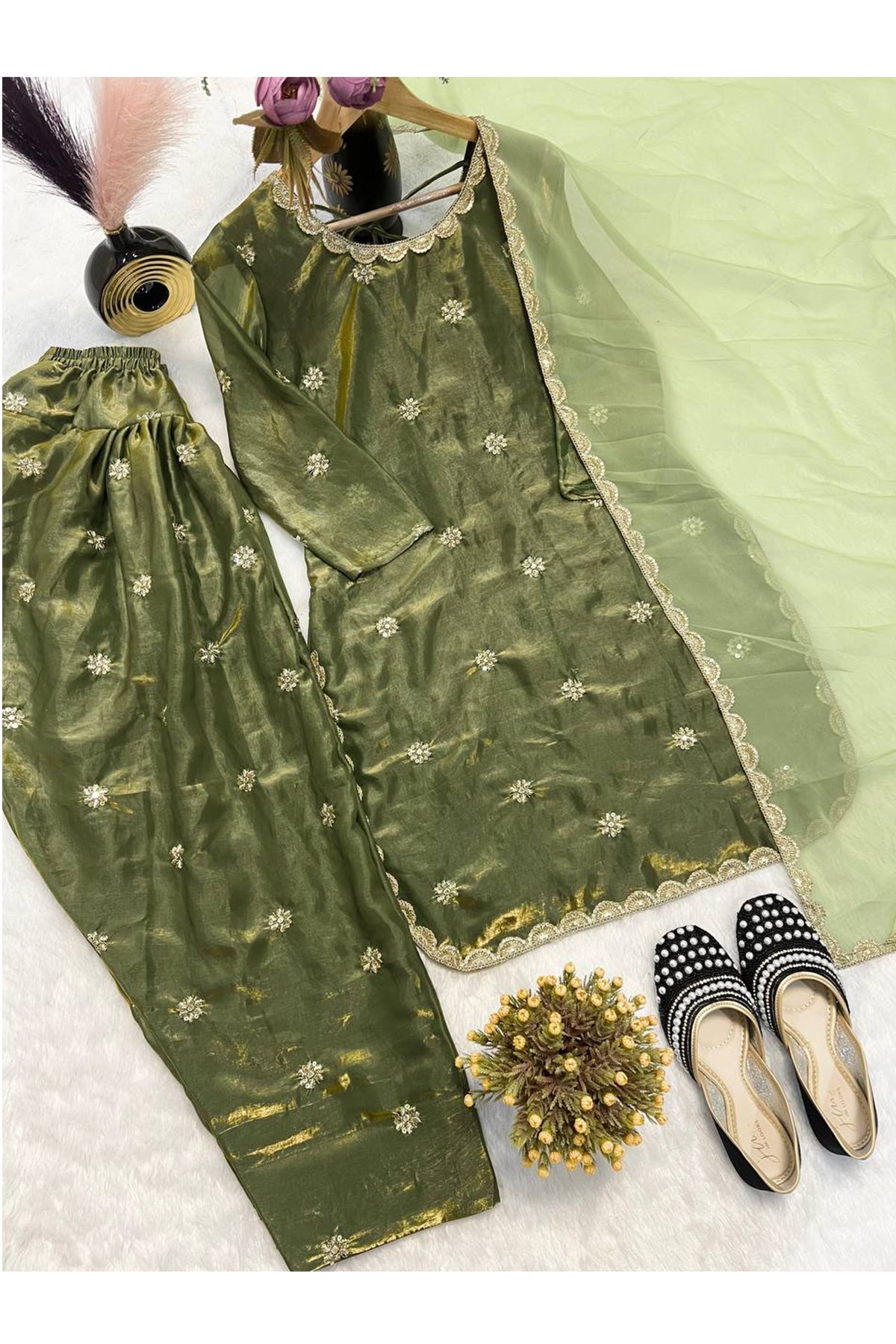 SHAFNUFAB Women's Georgette Ethnic Wear for WomenSemi StitchedSalwarSuit  SF251254
