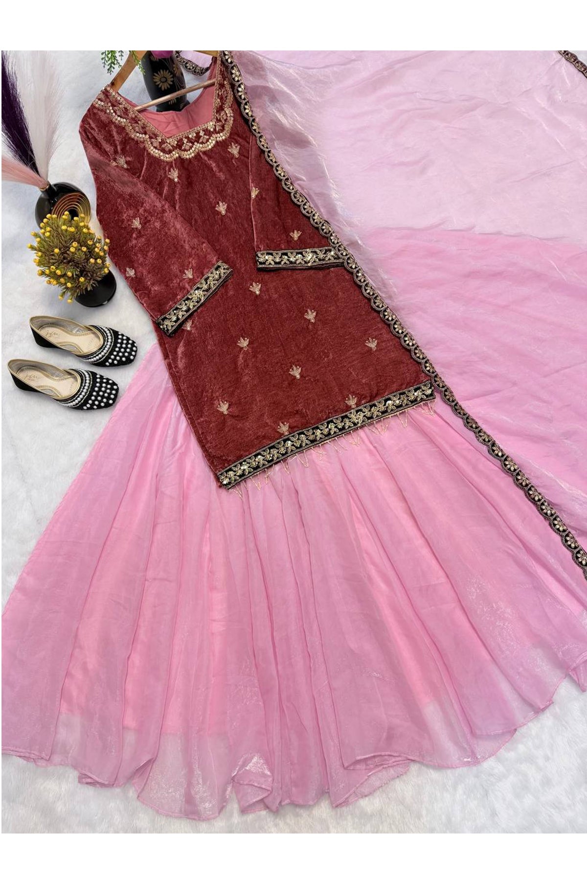SHAFNUFAB Women's Georgette Ethnic Wear for WomenSemi StitchedSalwarSuit  SF251256