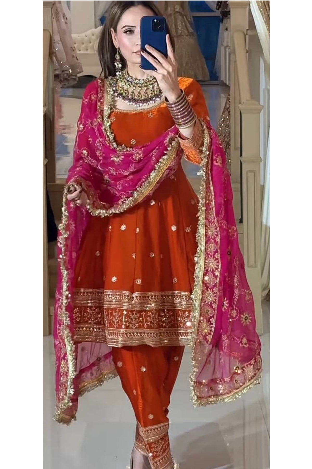 SHAFNUFAB Women's Georgette Ethnic Wear for WomenSemi StitchedSalwarSuit  SF251261