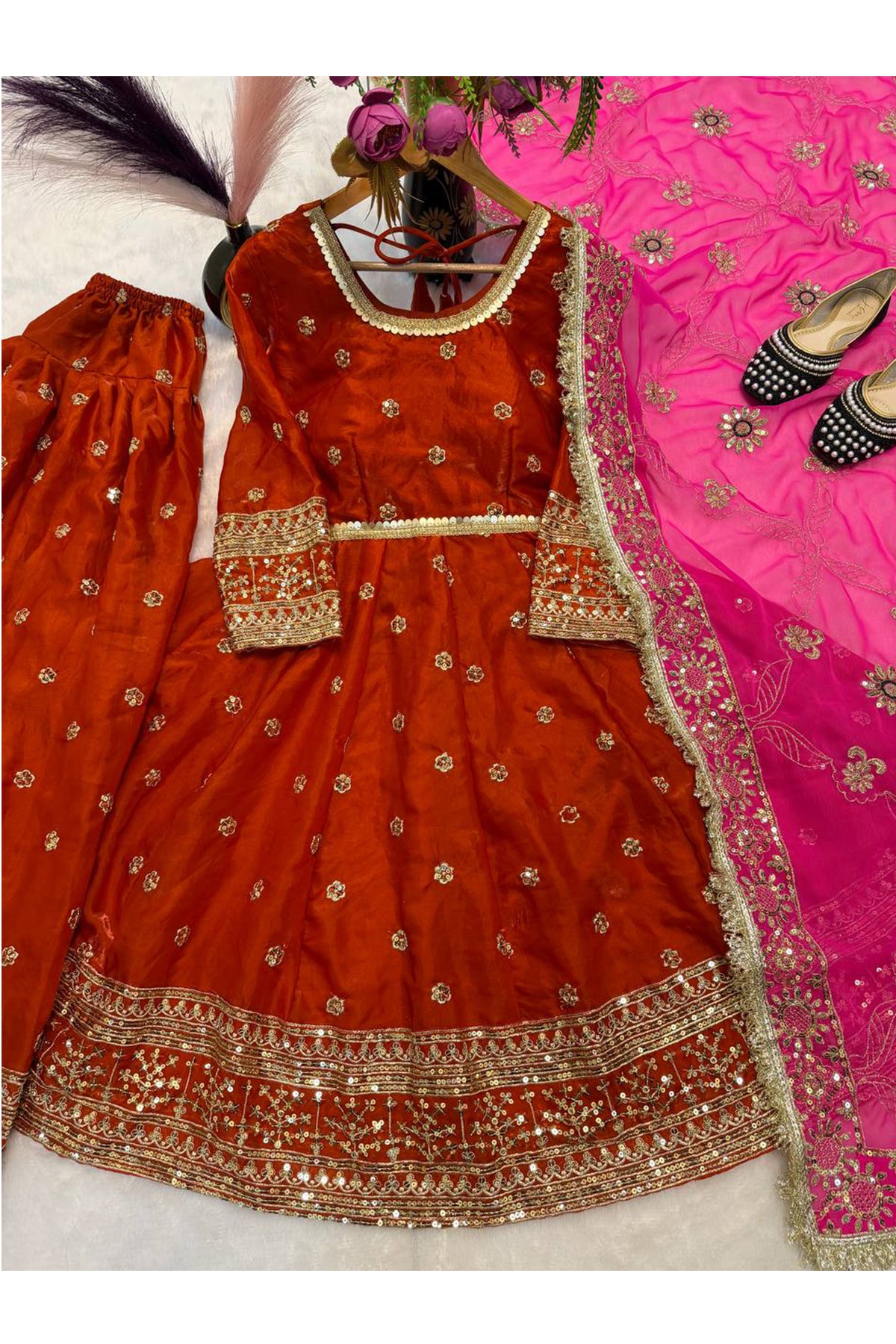 SHAFNUFAB Women's Georgette Ethnic Wear for WomenSemi StitchedSalwarSuit  SF251261