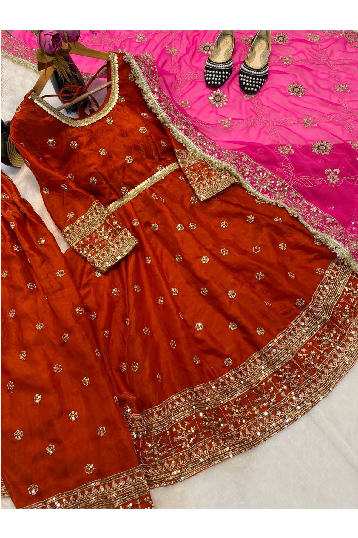SHAFNUFAB Women's Georgette Ethnic Wear for WomenSemi StitchedSalwarSuit  SF251261