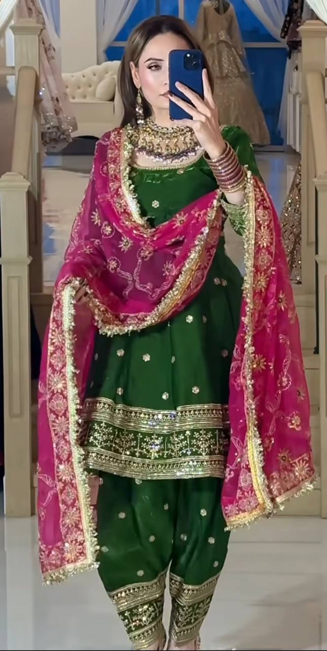 SHAFNUFAB Women's Georgette Ethnic Wear for WomenSemi StitchedSalwarSuit  SF251262