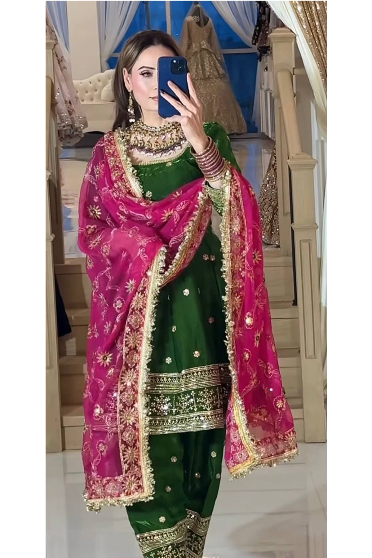 SHAFNUFAB Women's Georgette Ethnic Wear for WomenSemi StitchedSalwarSuit  SF251262