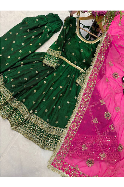 SHAFNUFAB Women's Georgette Ethnic Wear for WomenSemi StitchedSalwarSuit  SF251262