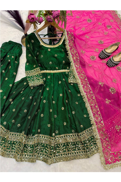 SHAFNUFAB Women's Georgette Ethnic Wear for WomenSemi StitchedSalwarSuit  SF251262