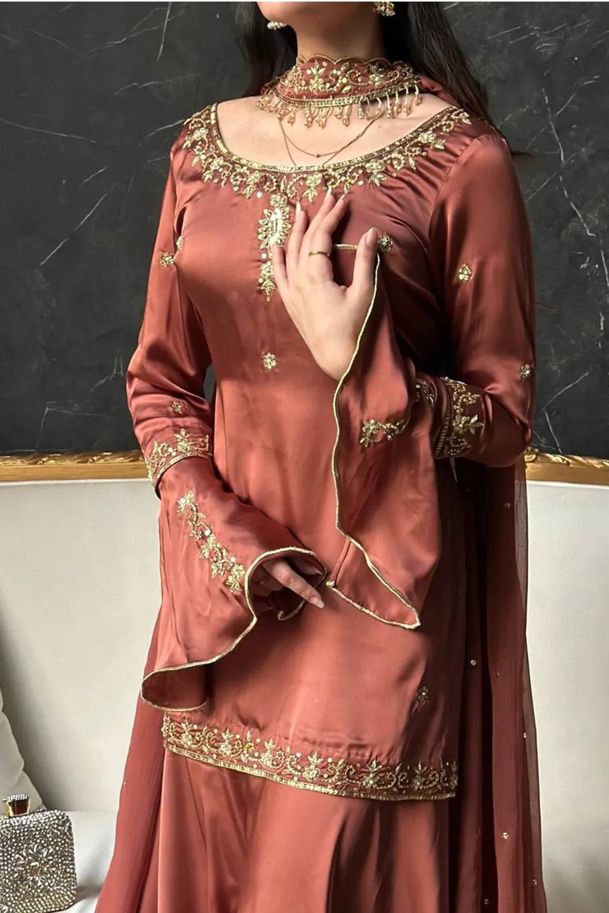 SHAFNUFAB Women's Georgette Ethnic Wear for WomenSemi StitchedSalwarSuit  SF251286