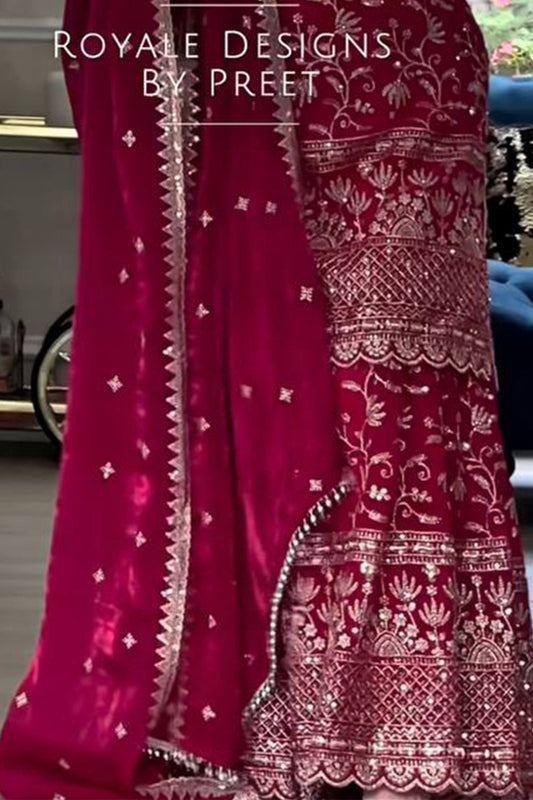 SHAFNUFAB Women's Georgette Ethnic Wear for WomenSemi StitchedSalwarSuit  SF251287