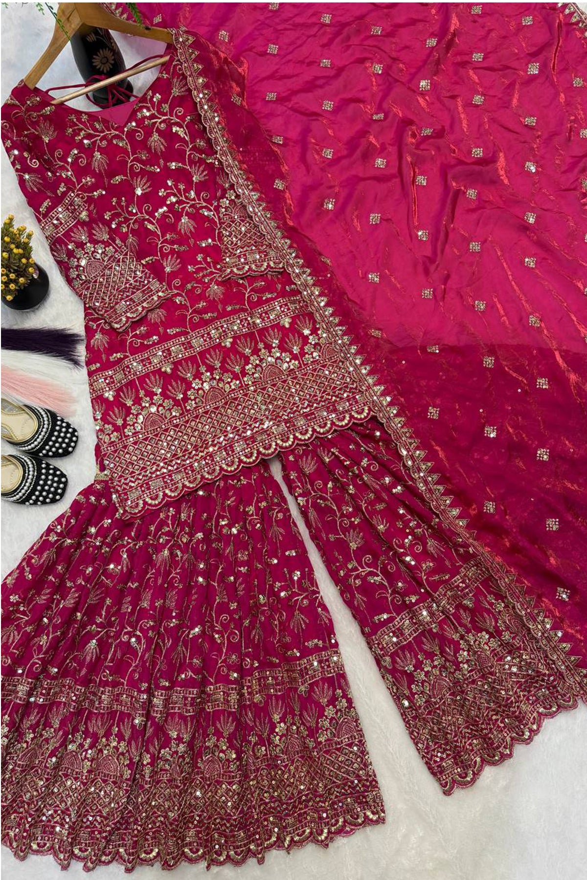 SHAFNUFAB Women's Georgette Ethnic Wear for WomenSemi StitchedSalwarSuit  SF251287